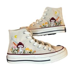 Chuck Taylor Embroidered HIgh Tops Cream